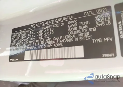 2021 Volvo Xc40 T5 R-Design from USA, damaged, VIN YV4162UM4M2612558